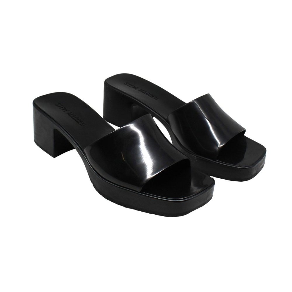 Steve Madden Womens Harlin Square Toe Slip on Heel Sandals